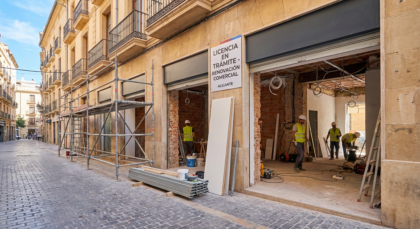 Local comercial en renovaci&oacute;n en el centro de Alicante para solicitud de licencia